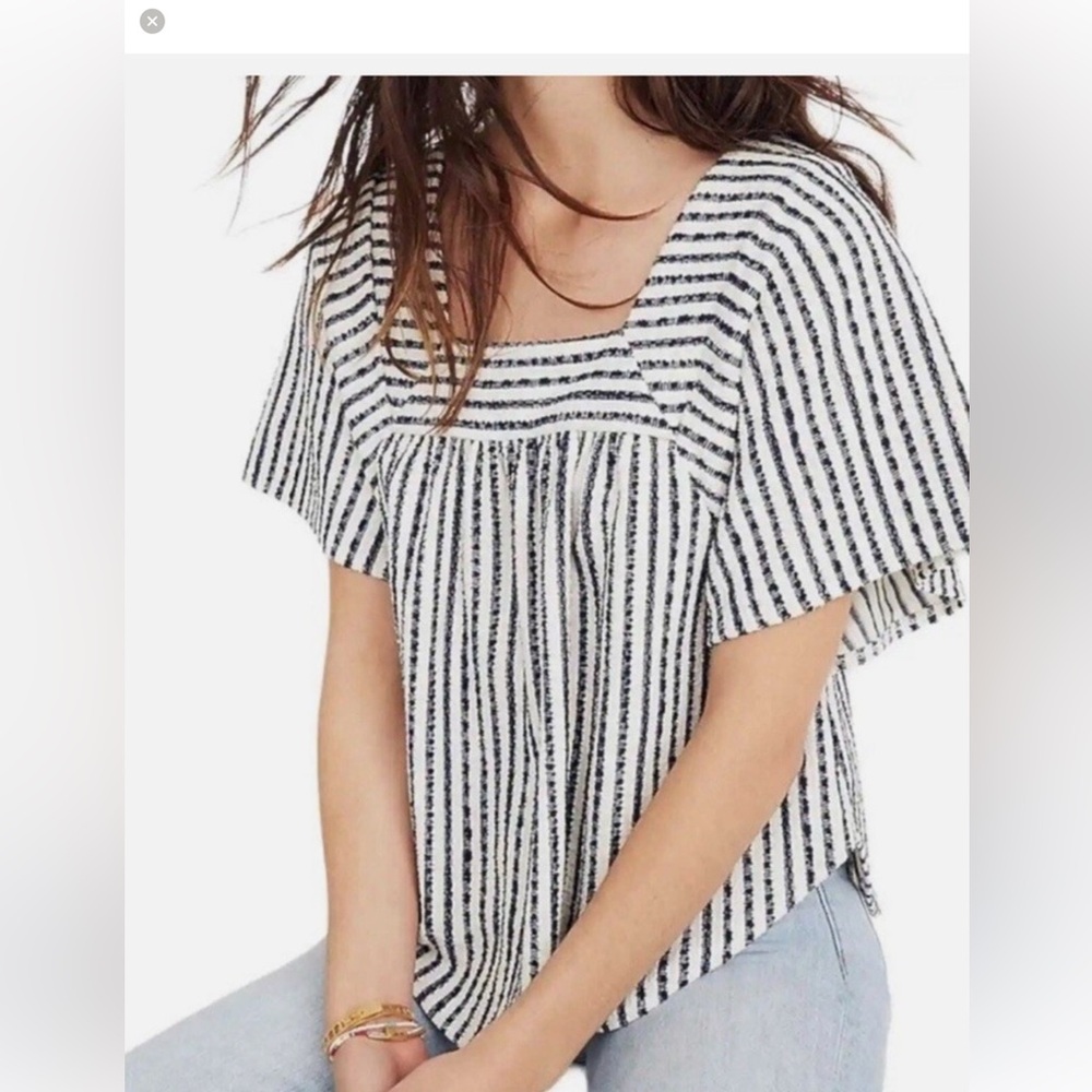 Madewell navy and White blouse size M